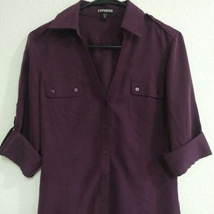 Express Plum Button Up Blouse